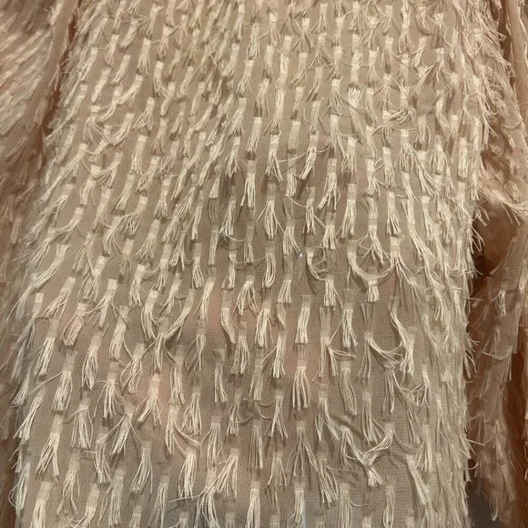 Zara Salmon Pink Balloon Sleeve Feather Blouse Women’s Size S - Picture 7 of 7